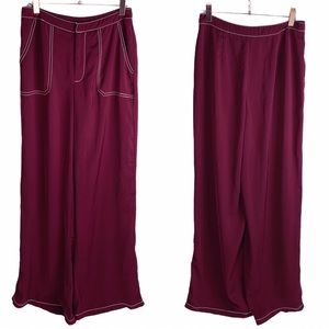 Lulumari High‎ Waisted Wide Leg Pant Maroon